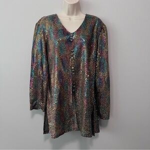 Dressy Betsy Vintage Sparkly Colorful Blouse Size L